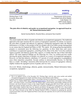 The Joint Effect of Ethnicity and Gender on Occupational Segregation