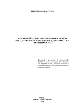 Fitossociologia, Relações Pedológicas E Distribuição Espacial Em Tumiritinga-Mg