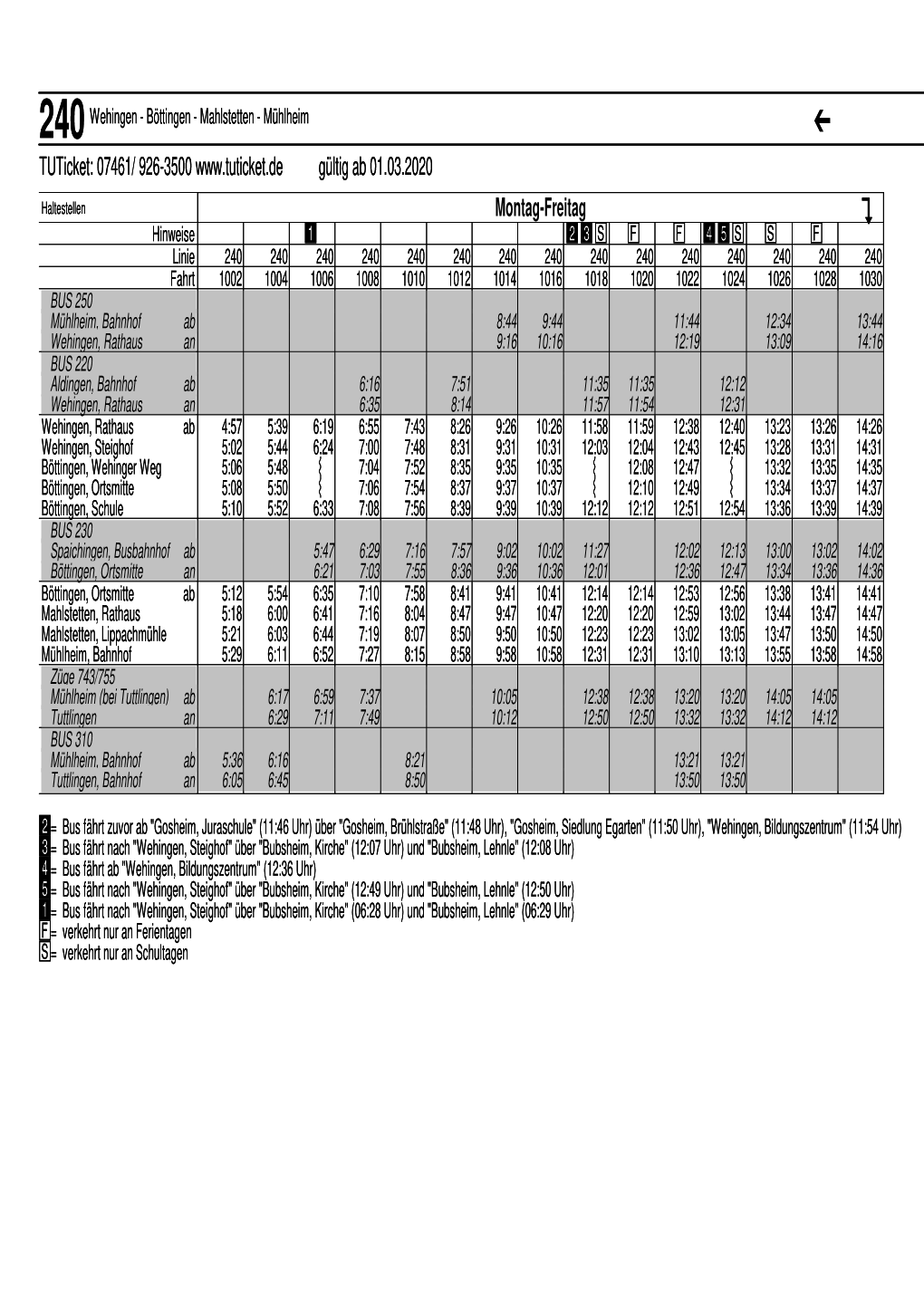 Fahrplan 240, 2