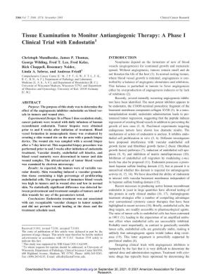 Tissue Examination to Monitor Antiangiogenic Therapy: a Phase I Clinical Trial with Endostatin1