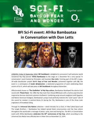 BFI Sci-Fi Event: Afrika Bambaataa in Conversation with Don Letts
