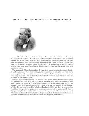Maxwell Discovers That Light Is Electromagnetic Waves in 1862