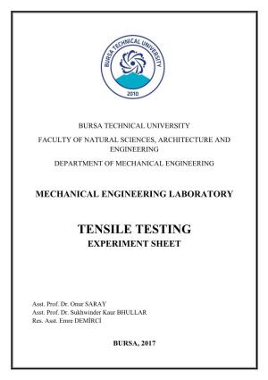 Tensile Testing Experiment Sheet