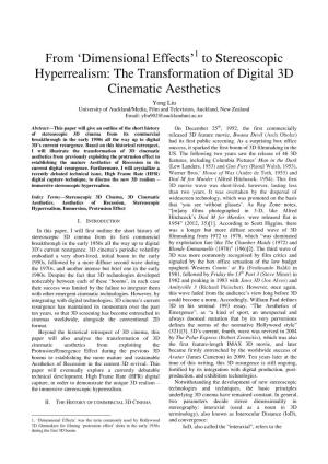 1 to Stereoscopic Hyperrealism: the Transformation of Digital 3D