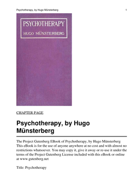 Psychotherapy, by Hugo Münsterberg 1
