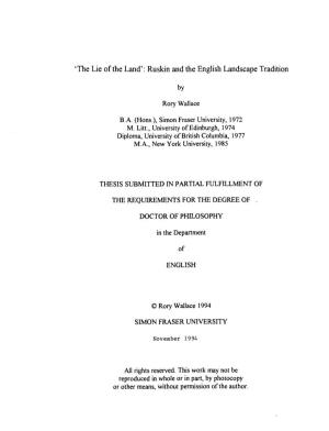 'The Lie of the Land' : Ruskin and the English Landscape Tradition