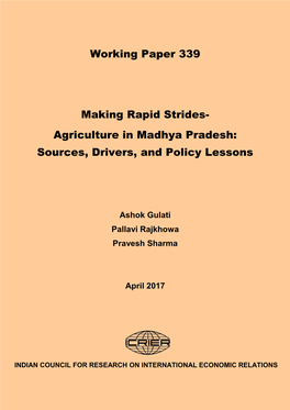 Agriculture in Madhya Pradesh: Sources, Drivers, and Policy Lessons