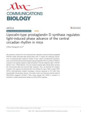 Lipocalin-Type Prostaglandin D Synthase Regulates Light-Induced Phase Advance of the Central Circadian Rhythm in Mice