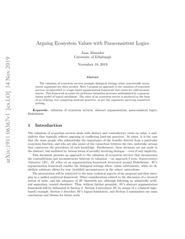 Arguing Ecosystem Values with Paraconsistent Logics