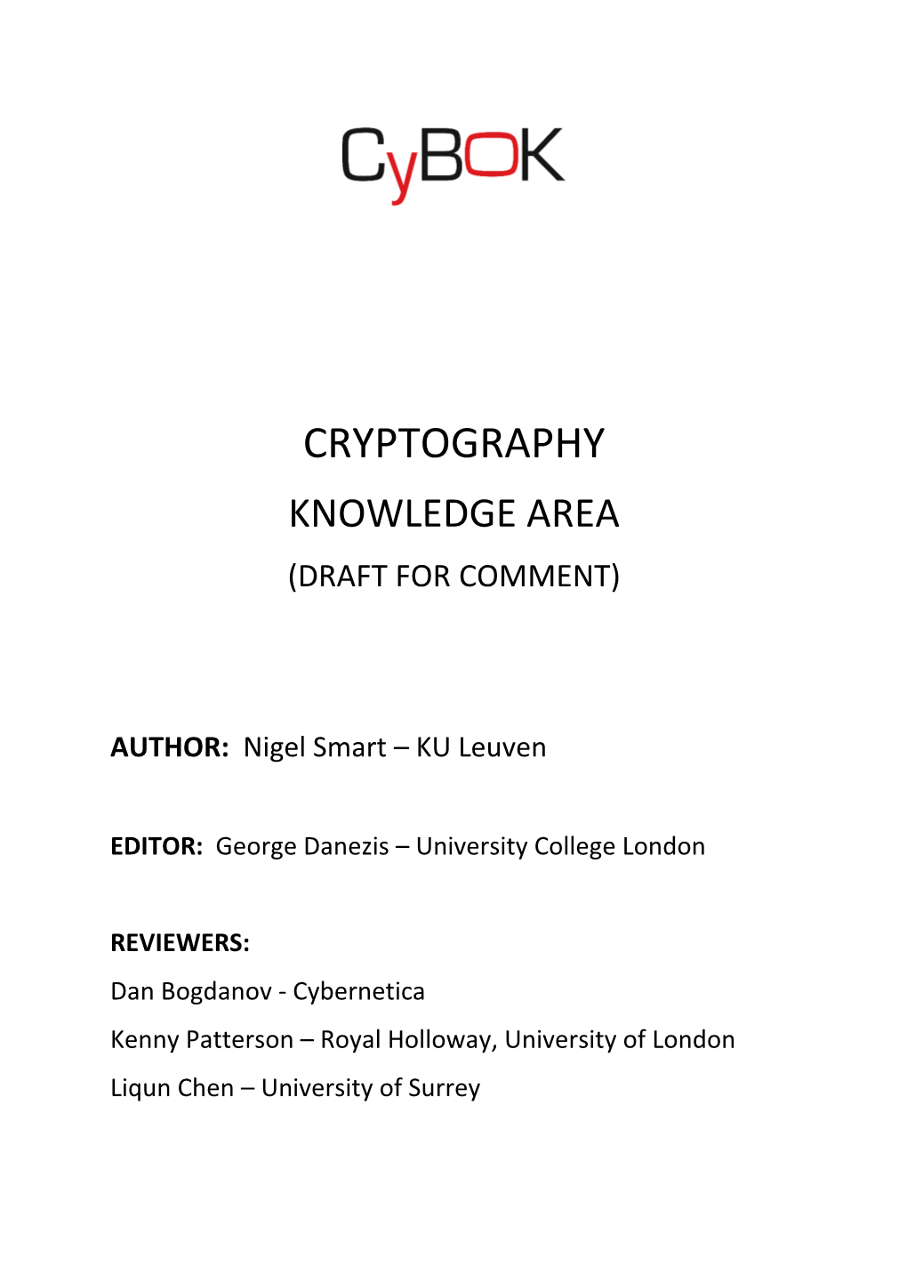 Cryptography Knowledge Area (Draft for Comment)