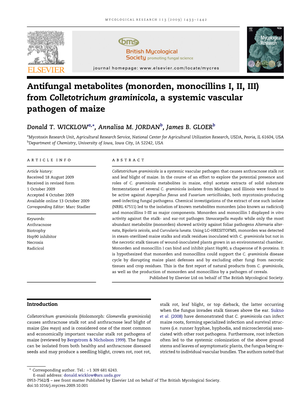 From Colletotrichum Graminicola, a Systemic Vascular Pathogen of Maize