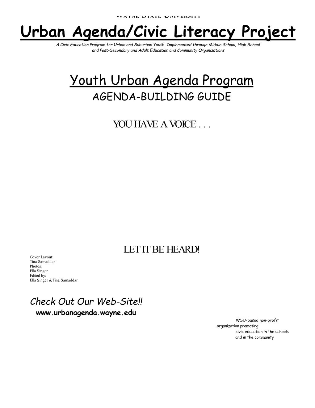 Youth Urban Agenda Program AGENDA-BUILDING GUIDE