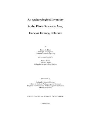 An Archaeological Inventory in the Pike's Stockade Area, Conejos