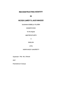 Reconstructing Identity in Peter Carey's Jack Maggs
