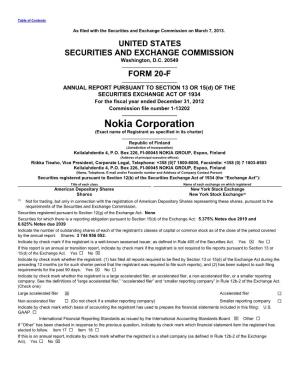 Nokia Corporation (Exact Name of Registrant As Specified in Its Charter)
