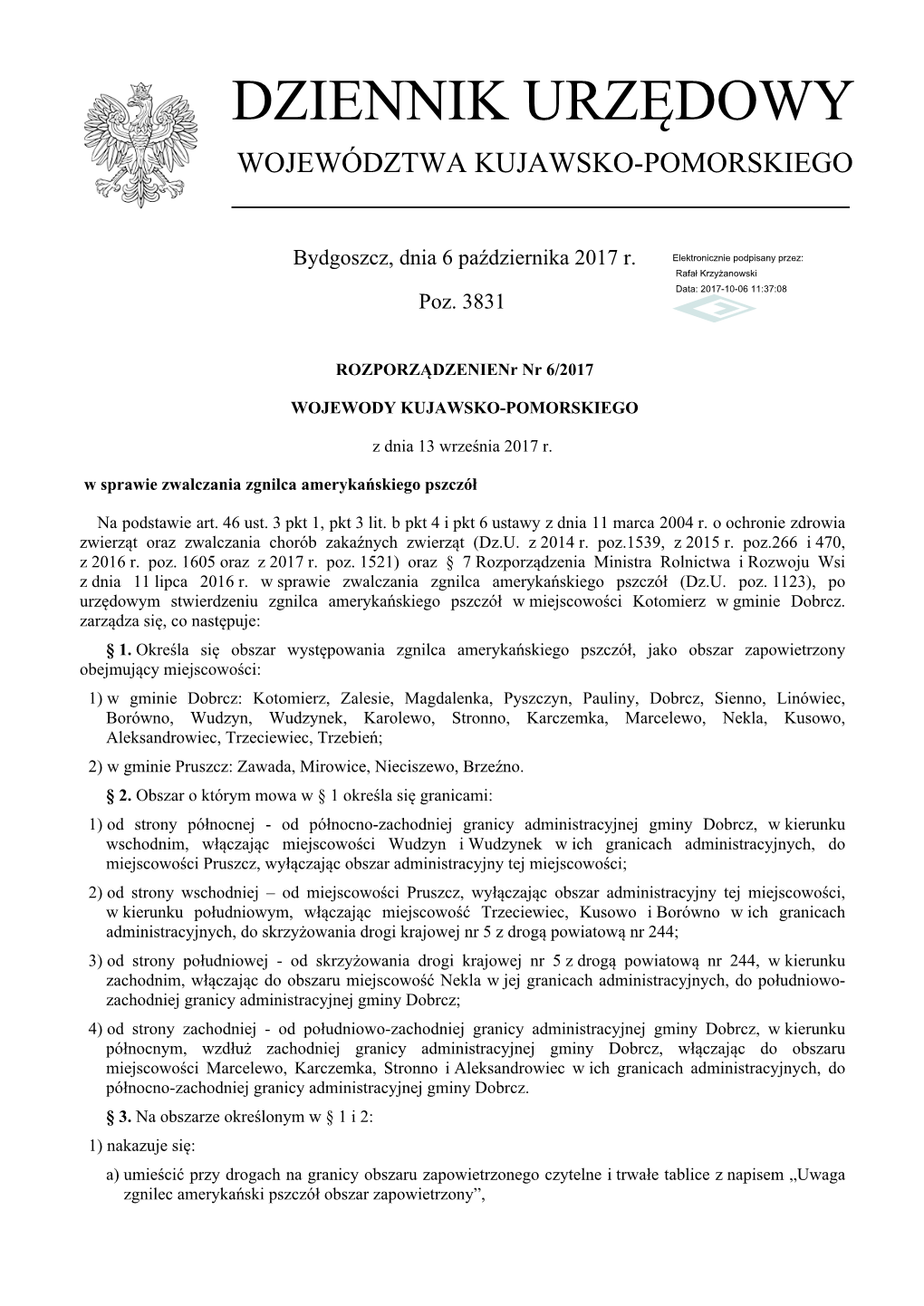 Rozporzadzenie Nr 6/2017 Z Dnia 13 Wrzesnia 2017 R