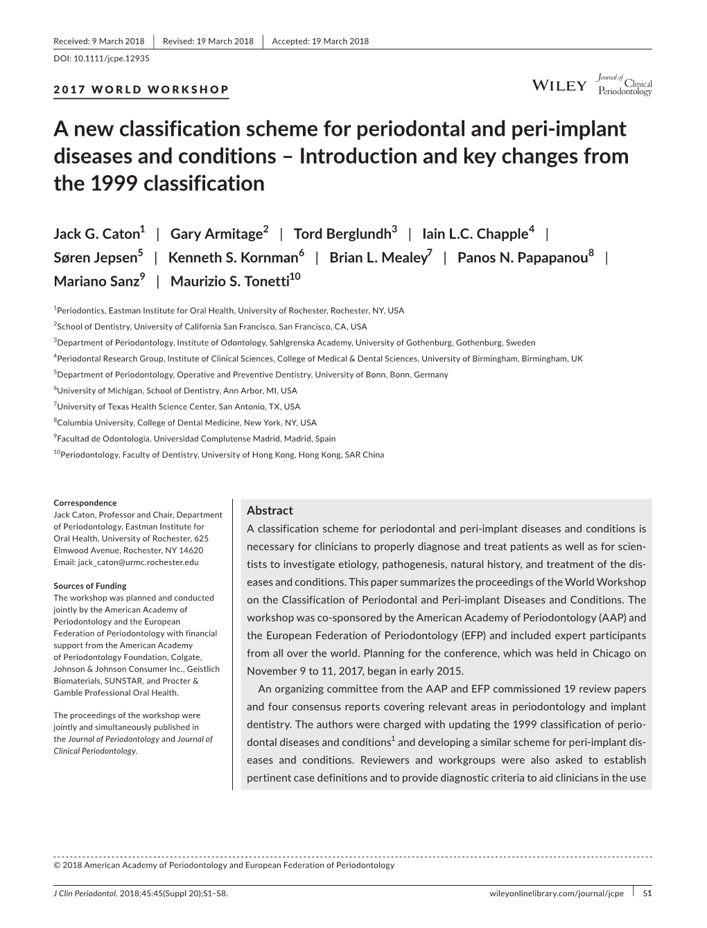 A New Classification Scheme For Periodontal And Peri‐Implant Diseases ...