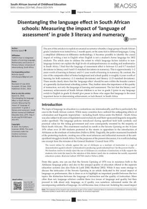 Disentangling the Language Effect in South African Schools: Measuring the Impact of ‘Language of Assessment’ in Grade 3 Literacy and Numeracy