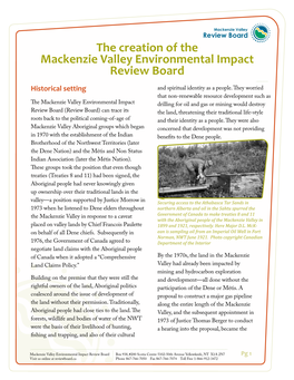 The Creation of the Mackenzie Valley Environmental Impact Review Board