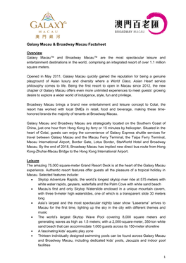 Galaxy Macau & Broadway Macau Factsheet