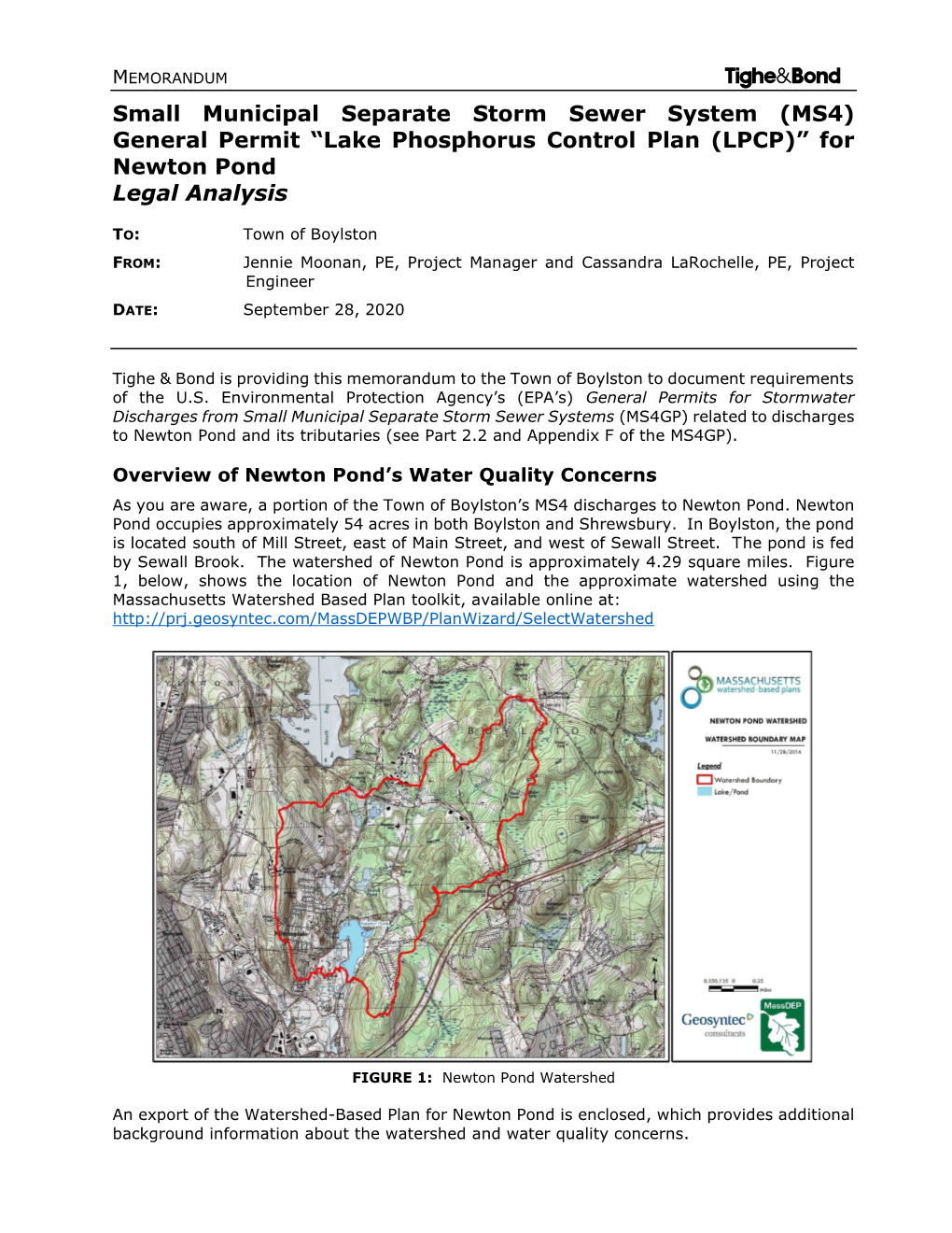 "Lake Phosphorus Control Plan (LPCP)" for Newton Pond