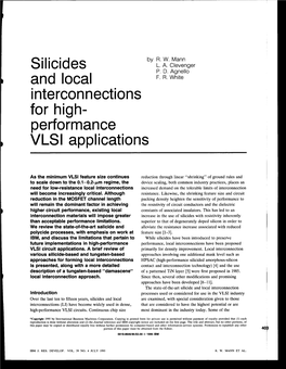 Silicides and Local Interconnections for High- Performance Vlsl Applications