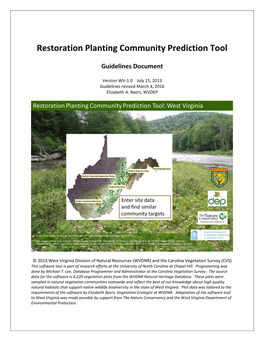 Restoration Planting Community Prediction Tool