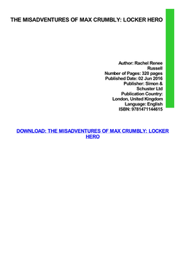 PDF Download the Misadventures of Max Crumbly: Locker Hero Kindle