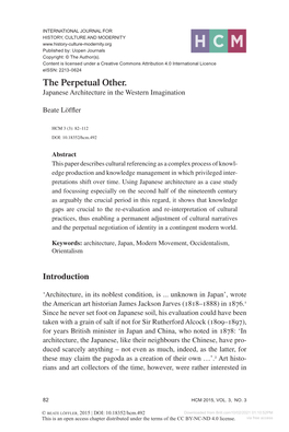 The Perpetual Other. Japanese Architecture in the Western Imagination
