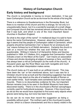 Corhampton Churvch History