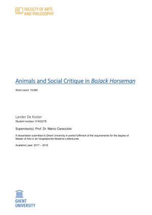 Animals and Social Critique in Bojack Horseman