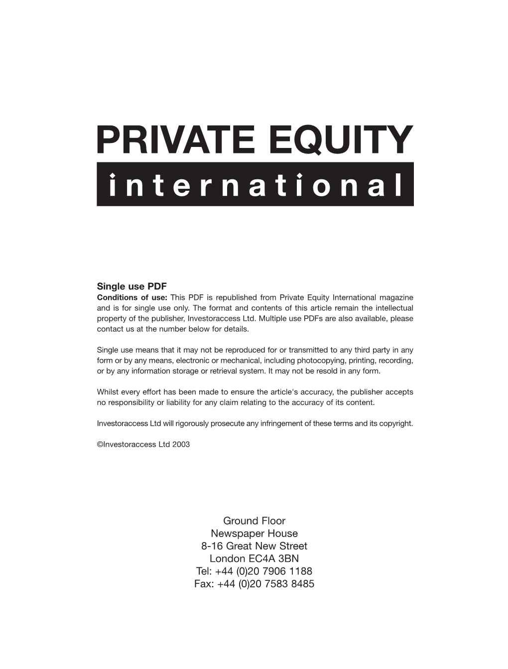 PRIVATE EQUITY International