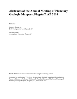 Abstracts of the Annual Meeting of Planetary Geologic Mappers, Flagstaff, AZ 2014