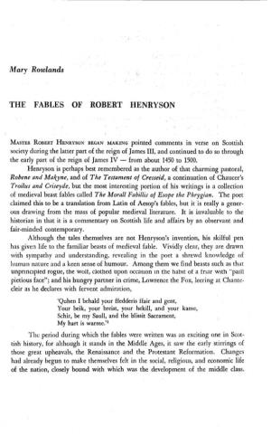 The Fables of Robert Henryson