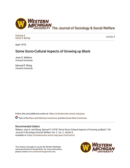 Some Socio-Cultural Aspects of Growing up Black