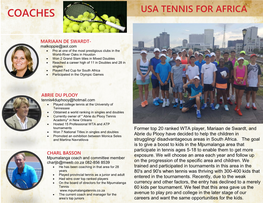 Coaches Usa Tennis for Africa