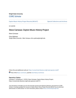 Steve Carrasas: Dayton Music History Project