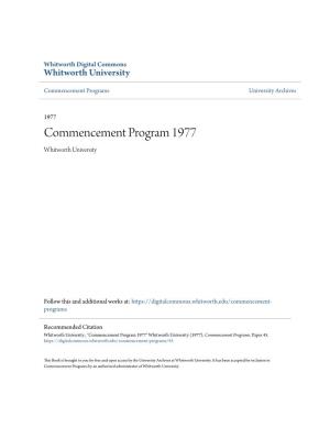 Commencement Program 1977 Whitworth University