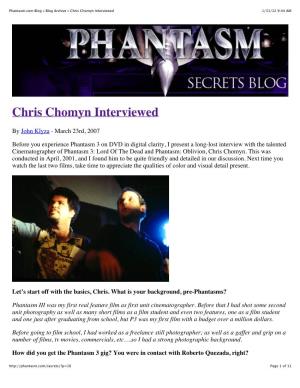 Phantasm.Com Blog » Blog Archive » Chris Chomyn Interviewed 1/31/12 9:44 AM