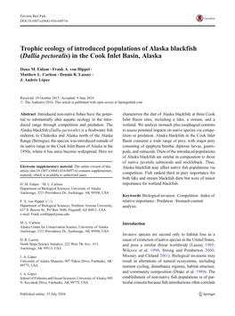 Trophic Ecology of Introduced Populations of Alaska Blackfish (Dallia Pectoralis) in the Cook Inlet Basin, Alaska