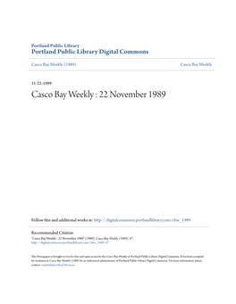 Casco Bay Weekly : 22 November 1989