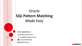 Oracle SQL Pattern Matching Made Easy
