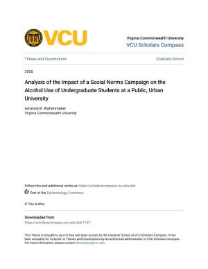 Analysis of the Impact of a Social Norms Campaign on the Alcohol Use of Undergraduate Students at a Public, Urban University