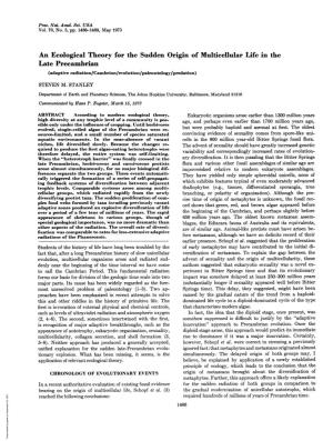 Late Precambrian (Adaptive Radiation/Cambrian/Evolution/Paleontology/Predation)