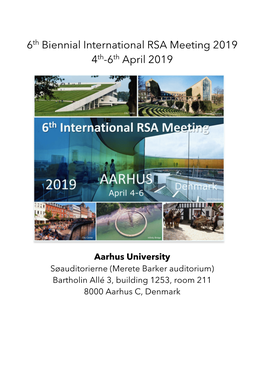 6Th Biennial International RSA Meeting 2019 4Th-6Th April 2019
