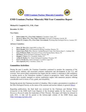 EMD Uranium (Nuclear Minerals) Committee