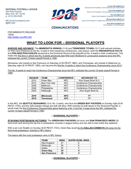 Divisional Playoffs