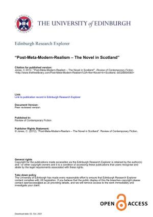 Post-Meta-Modern-Realism – the Novel in Scotland”
