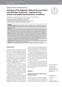 Evaluation of the Diagnostic Utility of the New Clinical Case Definition of Pertussis–Experience from Sentinel and Hospital-Based Pertussis Surveillance