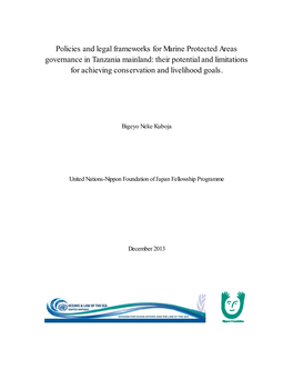 Policies and Legal Frameworks for Marine Protected Areas